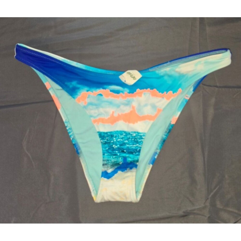 Aerie Swim Bathing Suit Bottom Blue Orange Water Scene New Large L $26.95